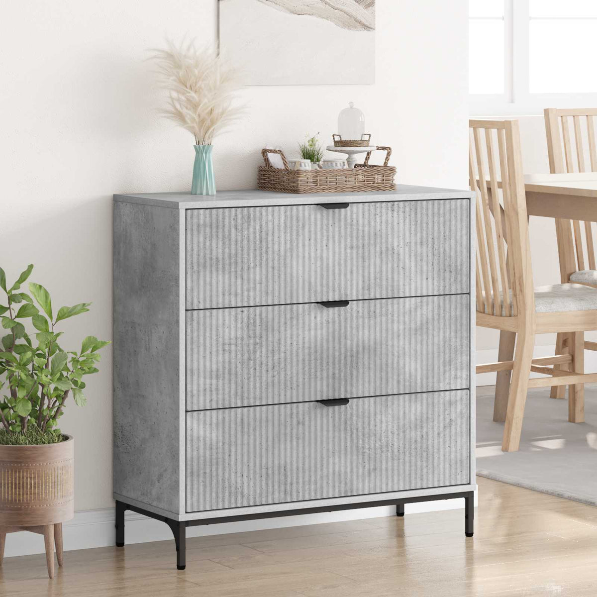 Sideboard Beton Grå 79,5 x 33 x 82 cm Konstrueret træ