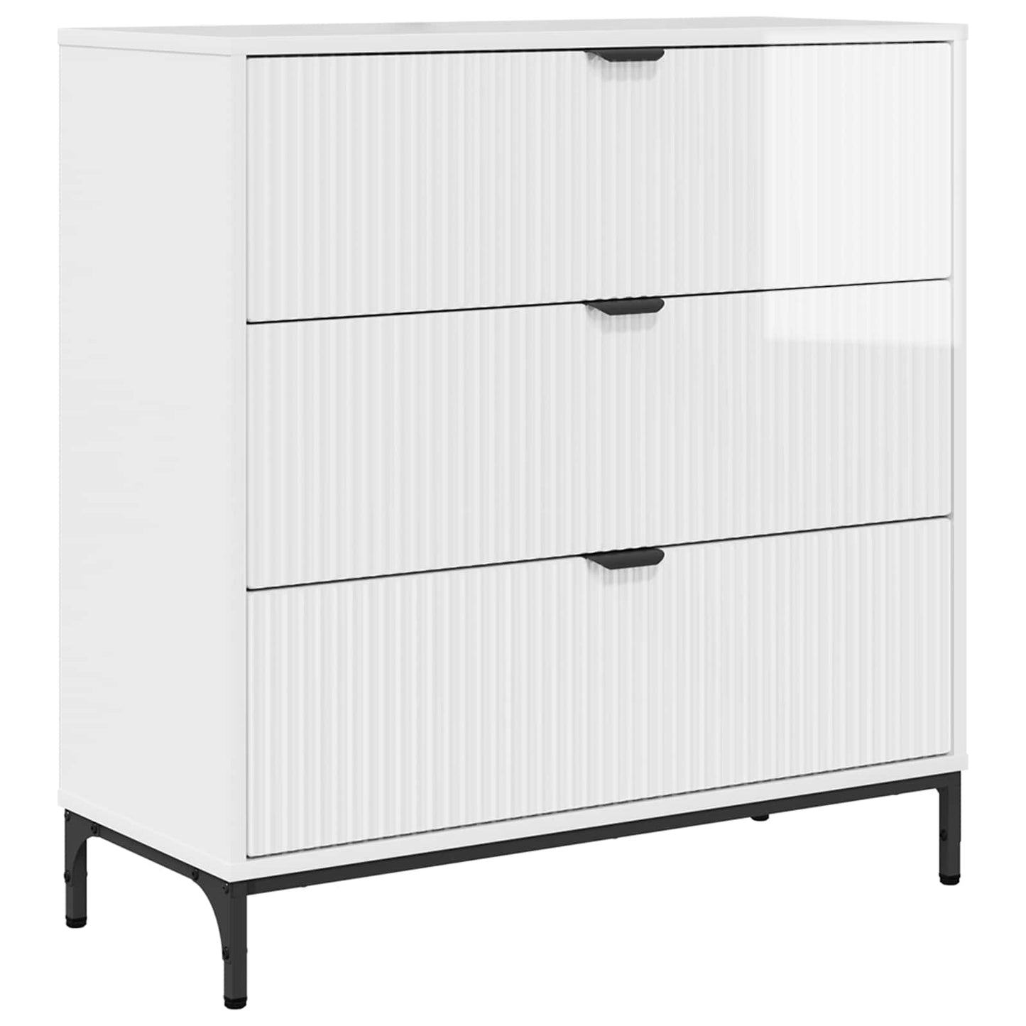 Sideboard Høj gloss hvid 79,5 x 33 x 82 cm Konstrueret træ