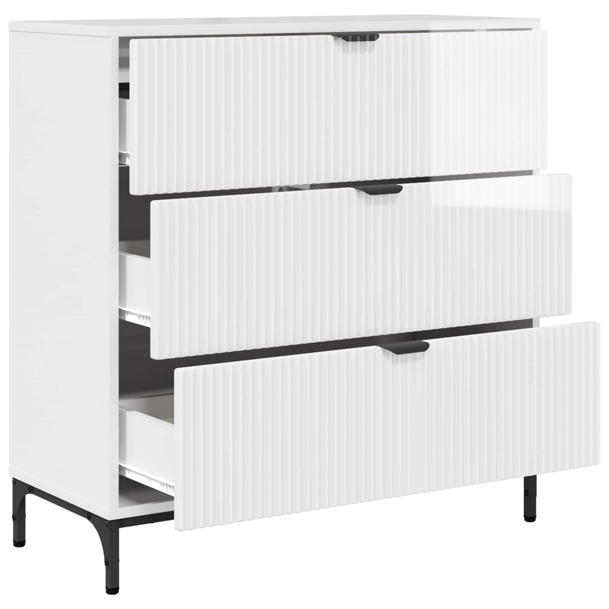 Sideboard Høj gloss hvid 79,5 x 33 x 82 cm Konstrueret træ