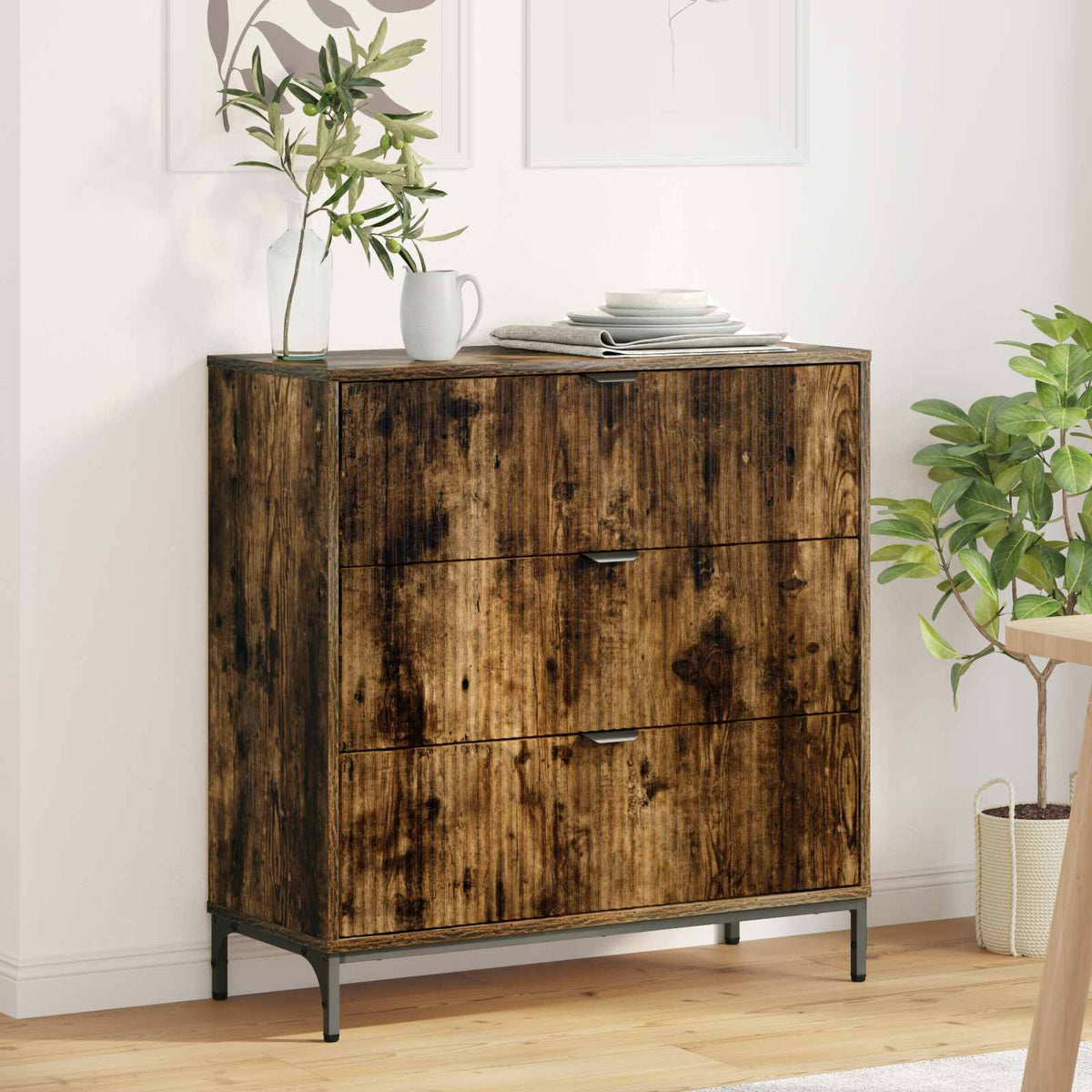 Sideboard Røget eg 79,5 x 33 x 82 cm Konstrueret træ
