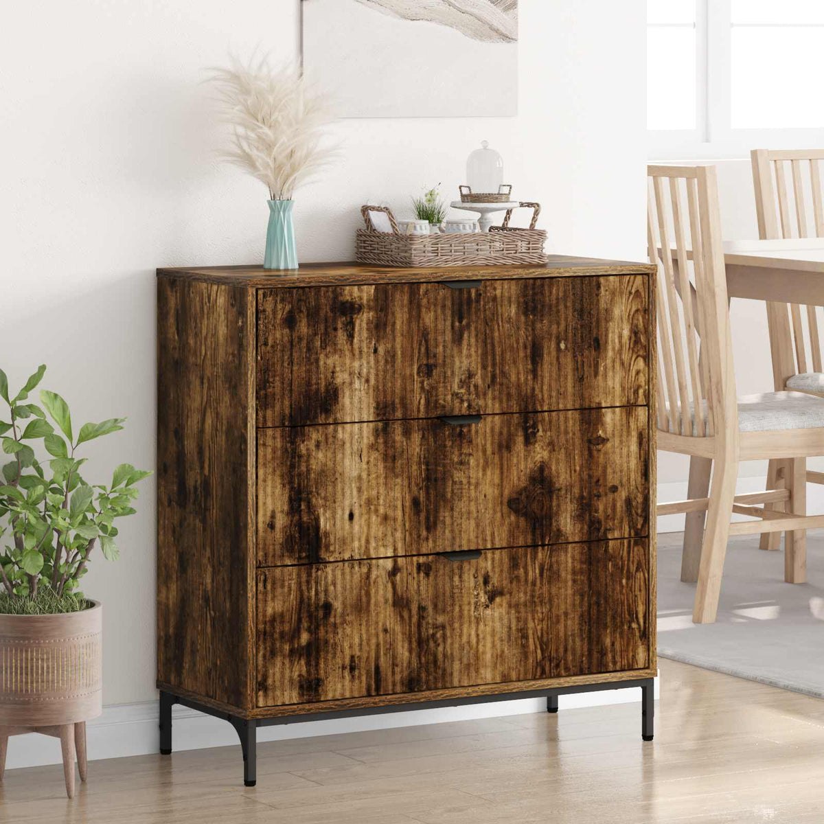 Sideboard Røget eg 79,5 x 33 x 82 cm Konstrueret træ