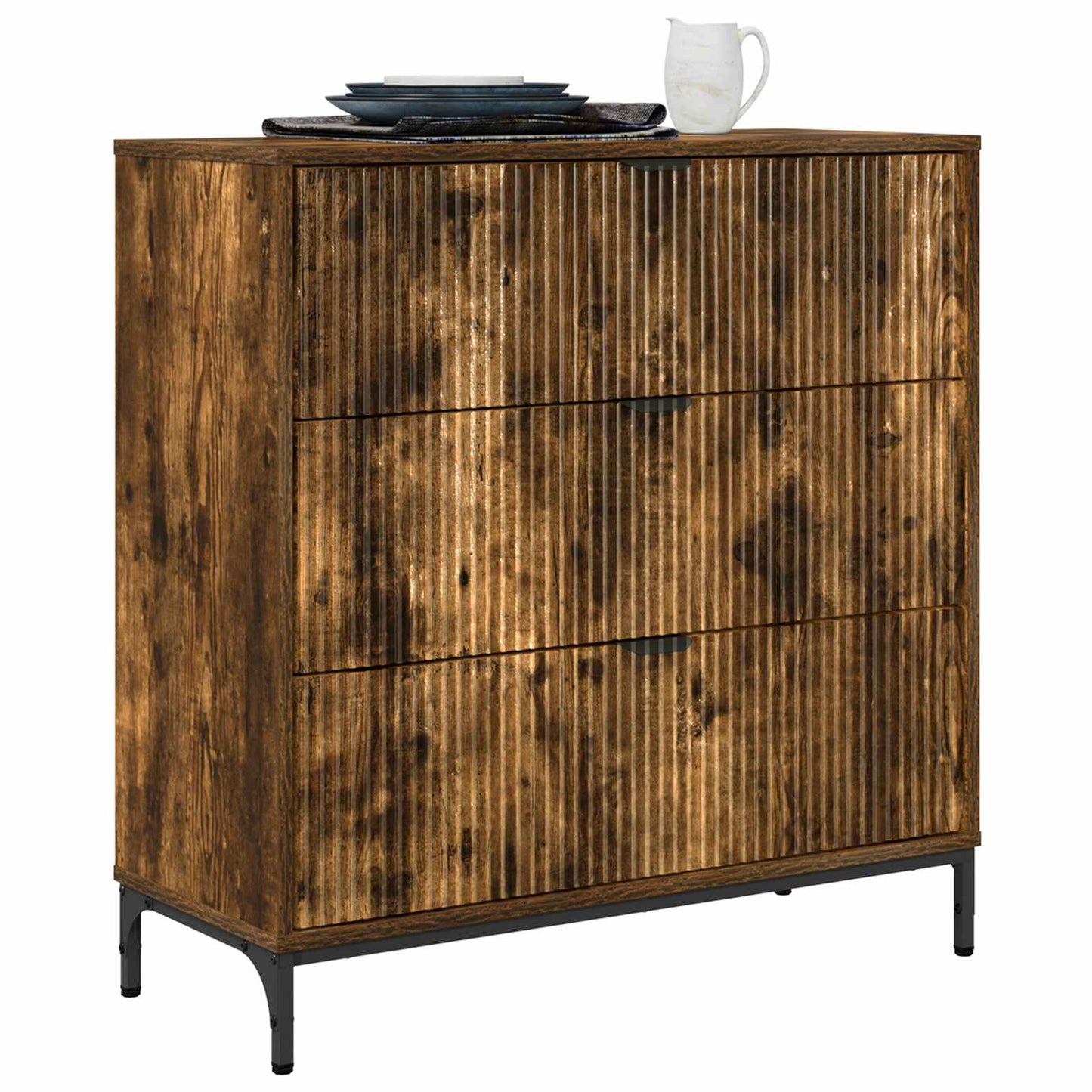 Sideboard Røget eg 79,5 x 33 x 82 cm Konstrueret træ