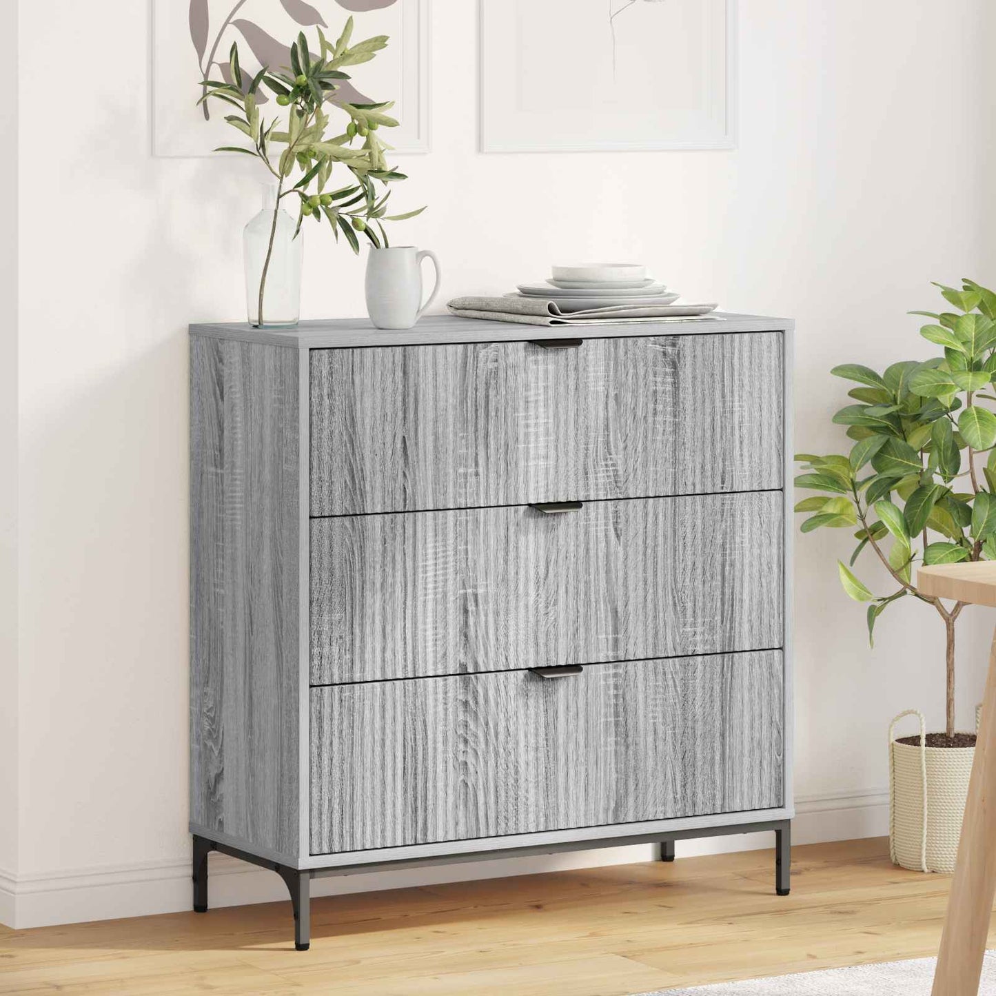 Sideboard Grå Sonoma 79,5 x 33 x 82 cm Konstrueret træ