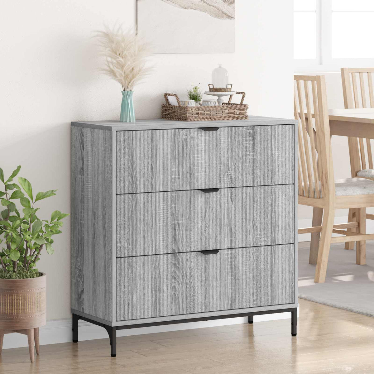 Sideboard Grå Sonoma 79,5 x 33 x 82 cm Konstrueret træ