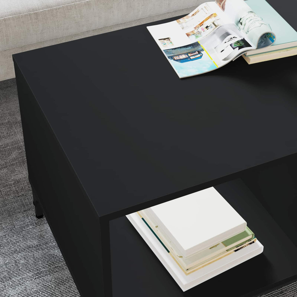 Sofabord Sort eg 90 x 49 x 46 cm Konstrueret træ