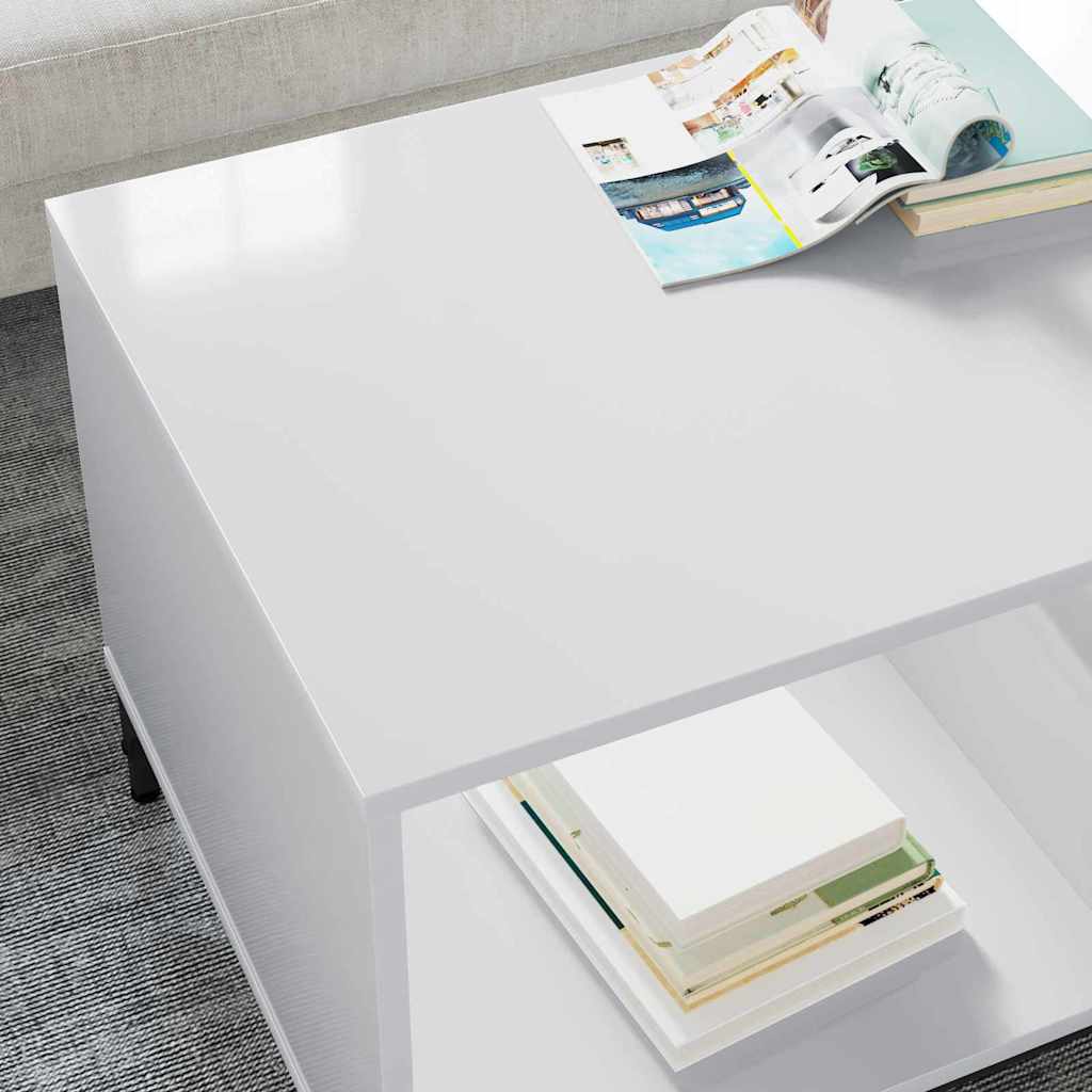 Sofabord Høj gloss hvid 90 x 49 x 46 cm Konstrueret træ