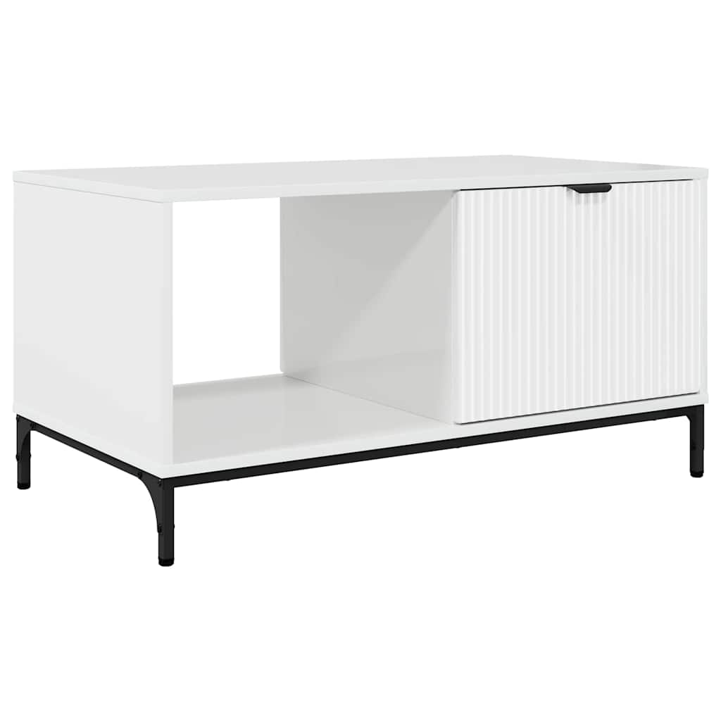 Sofabord Høj gloss hvid 90 x 49 x 46 cm Konstrueret træ