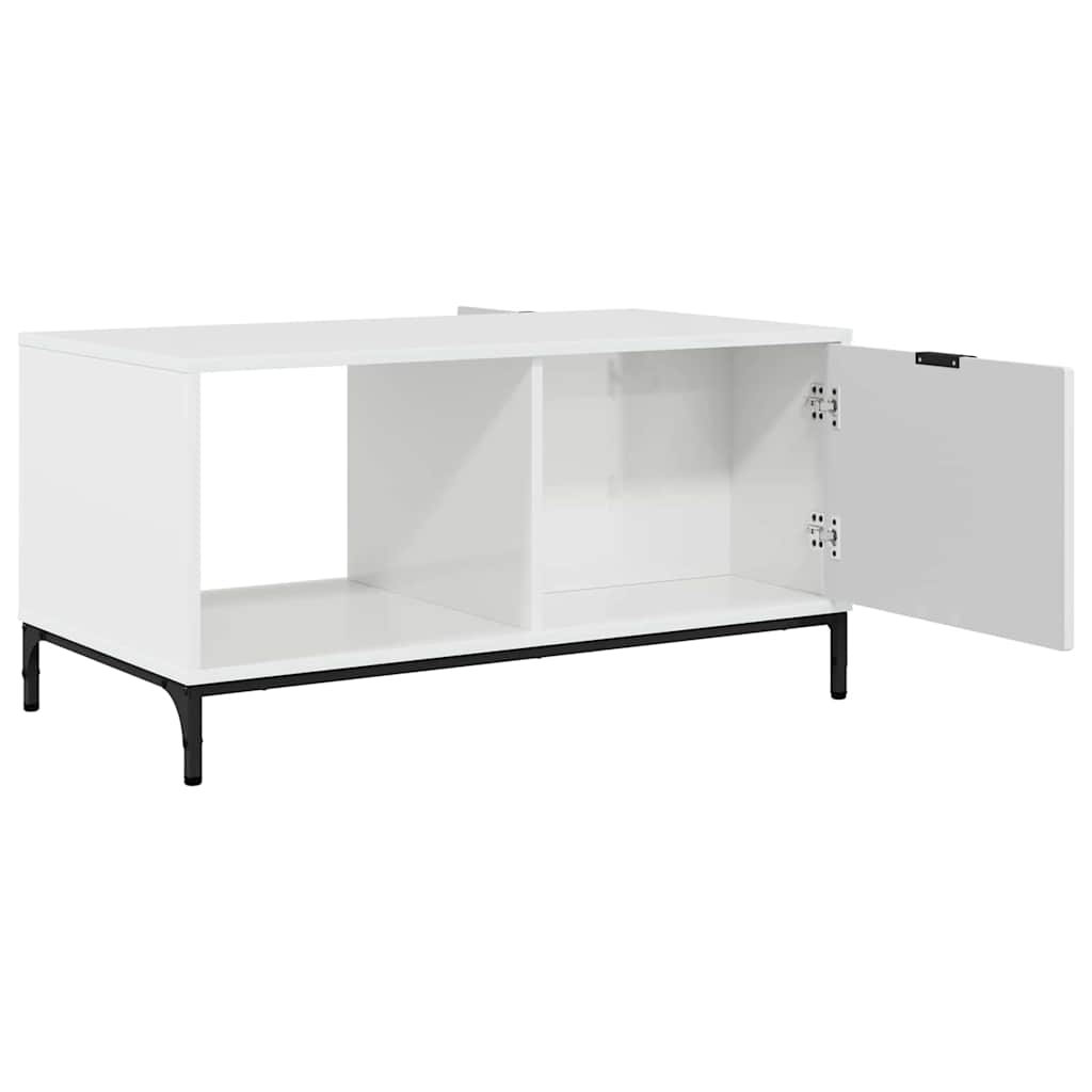 Sofabord Høj gloss hvid 90 x 49 x 46 cm Konstrueret træ