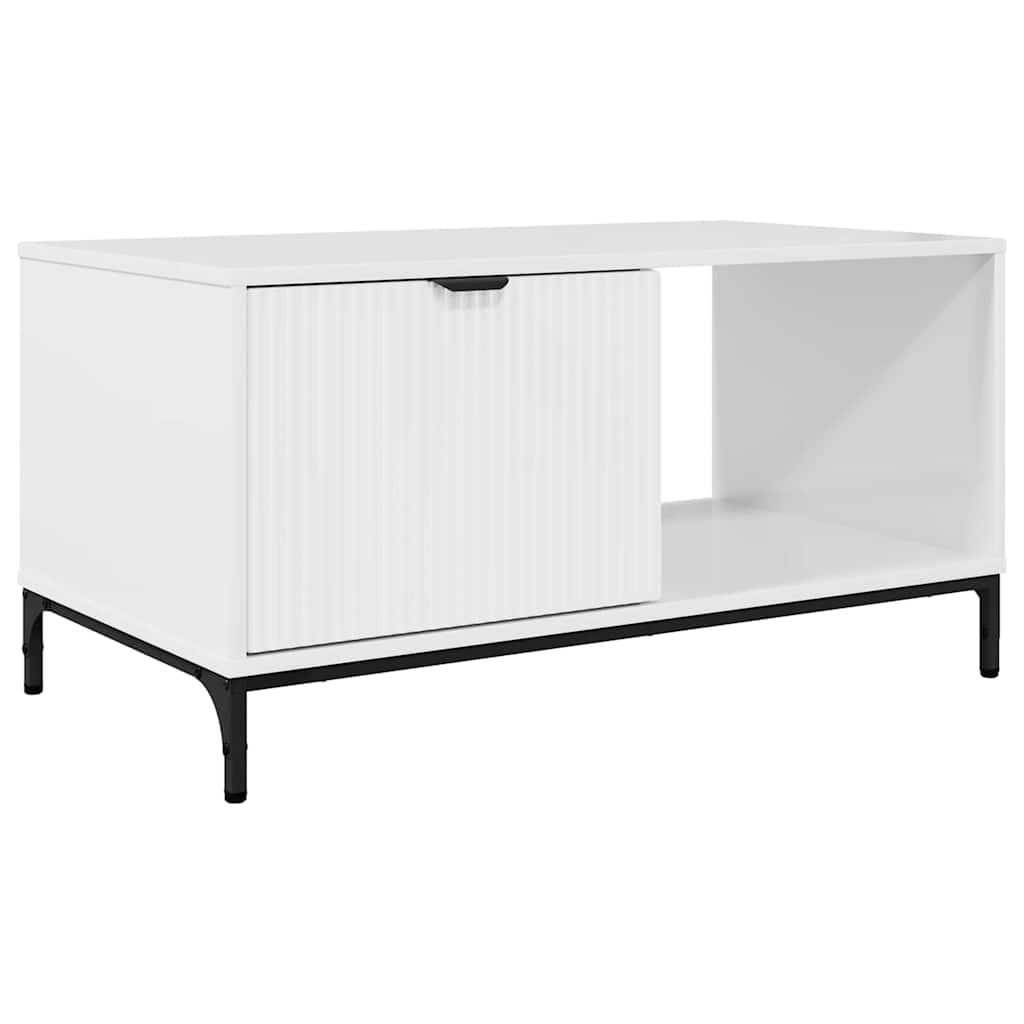 Sofabord Høj gloss hvid 90 x 49 x 46 cm Konstrueret træ