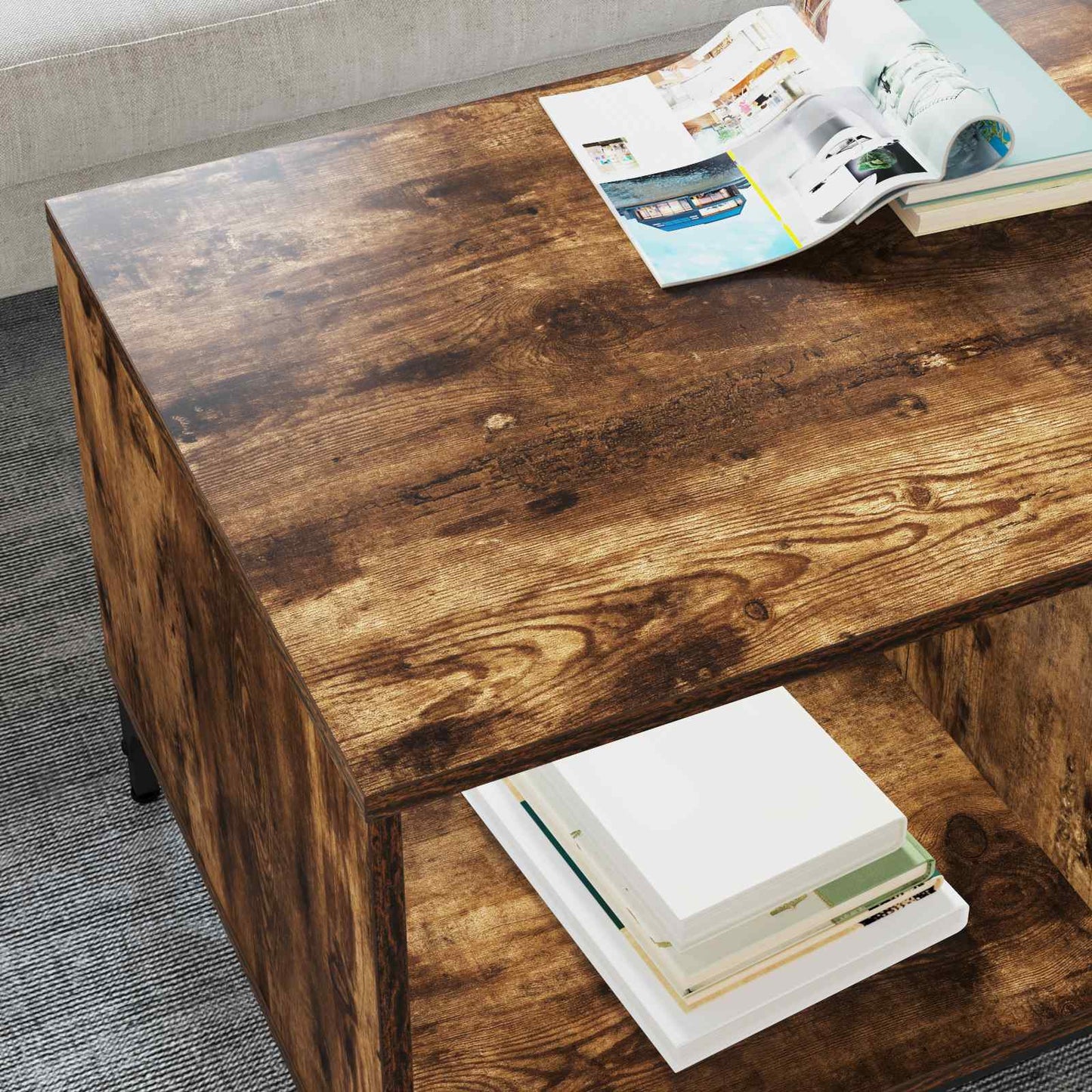 Sofabord Røget eg 90 x 49 x 46 cm Konstrueret træ