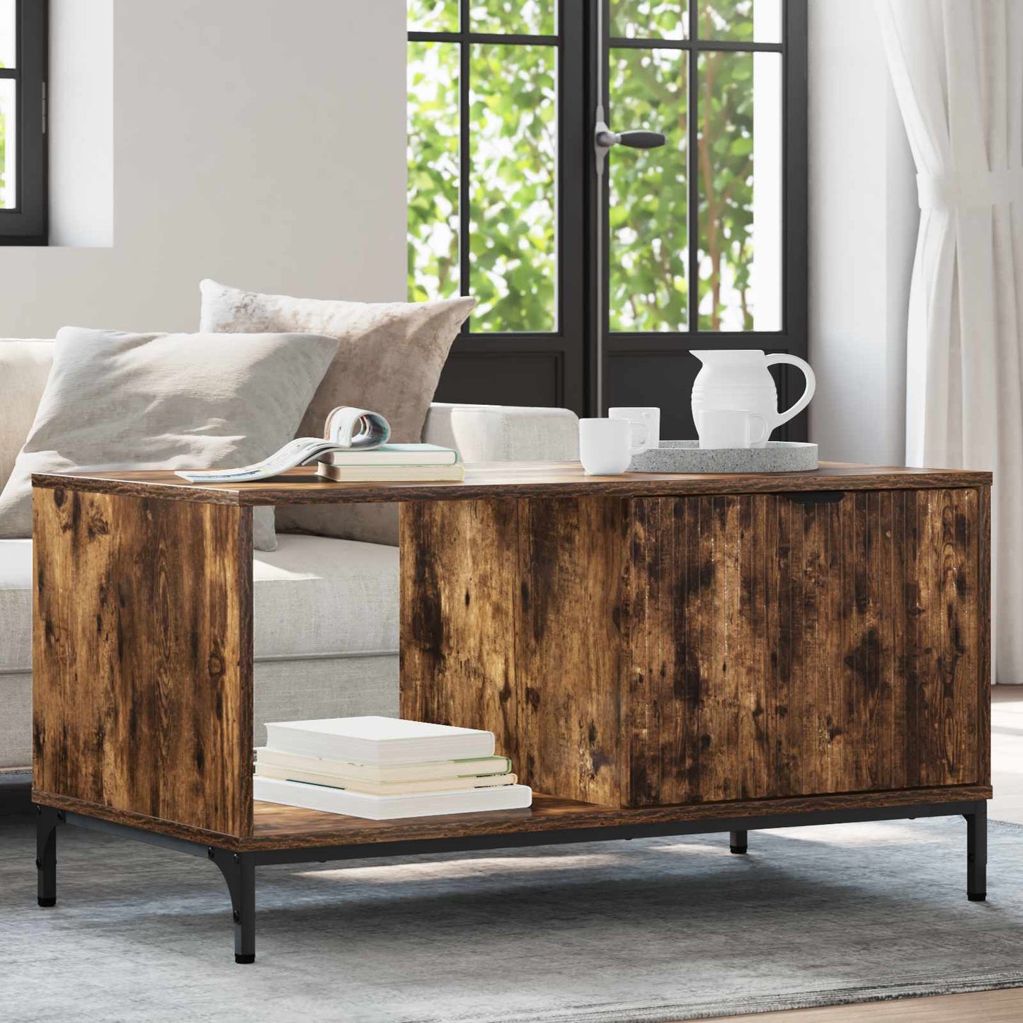 Sofabord Røget eg 90 x 49 x 46 cm Konstrueret træ