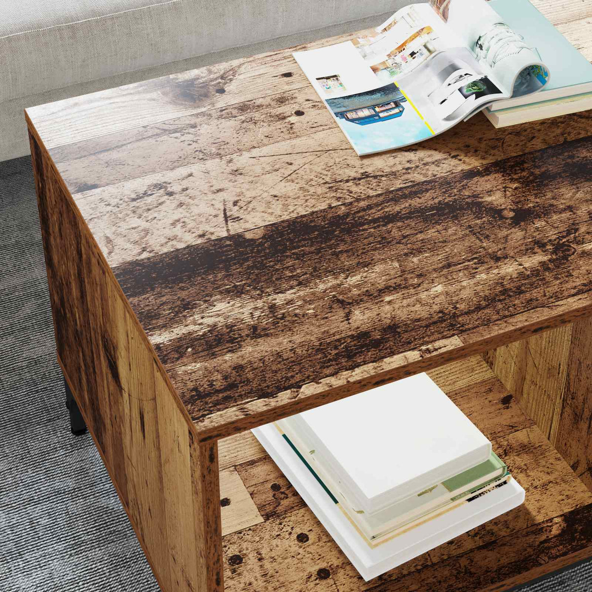 Sofabord Gammelt træ 90 x 49 x 46 cm Konstrueret træ