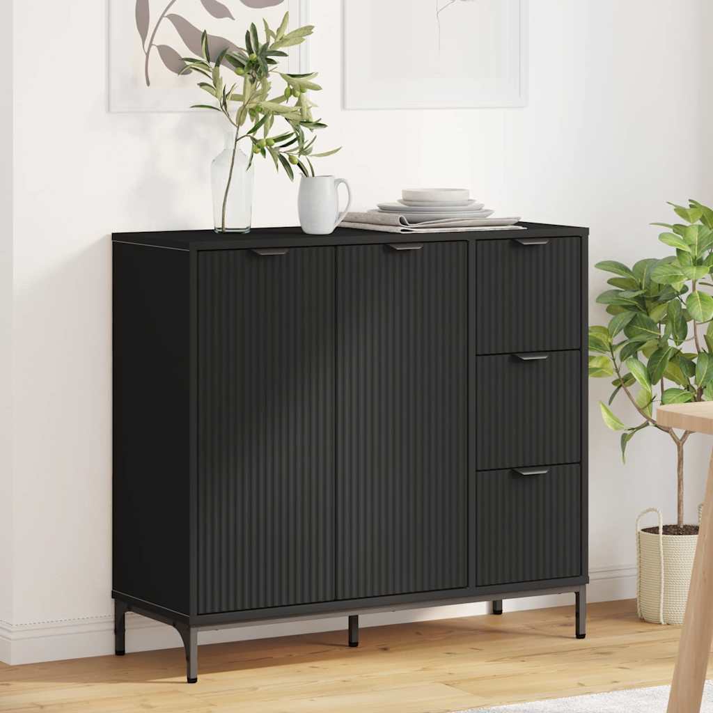 Sideboard Sort 89,5 x 33 x 82 cm Konstrueret træ