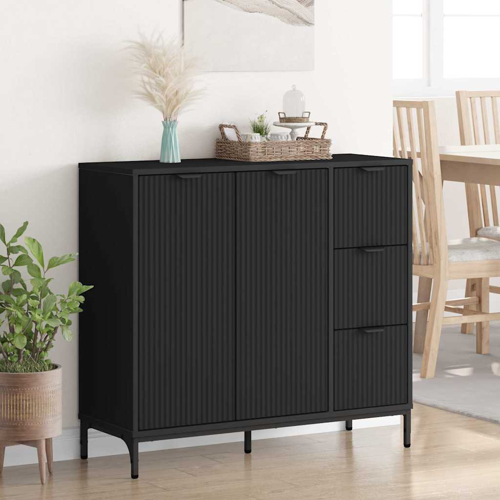 Sideboard Sort 89,5 x 33 x 82 cm Konstrueret træ