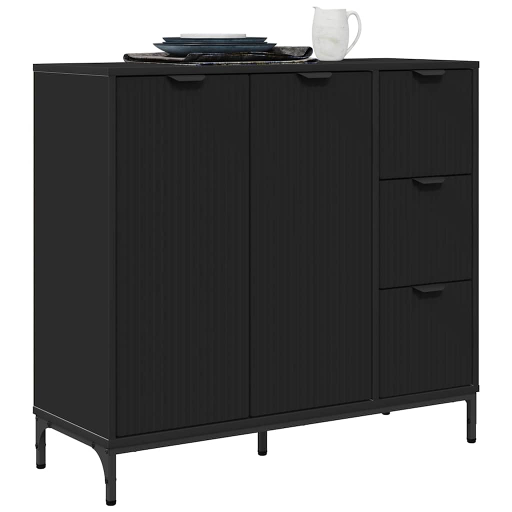Sideboard Sort 89,5 x 33 x 82 cm Konstrueret træ