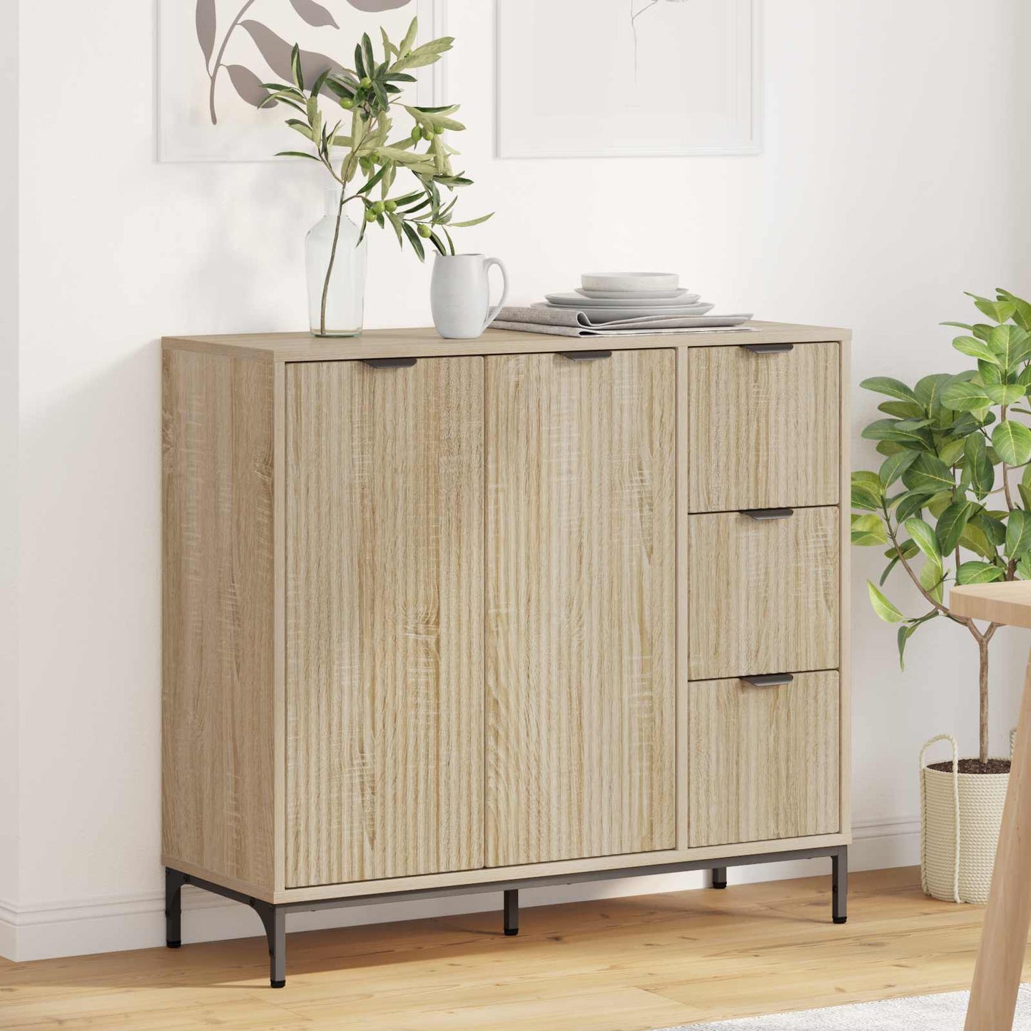 Sideboard Sonoma eg 89,5 x 33 x 82 cm Konstrueret træ