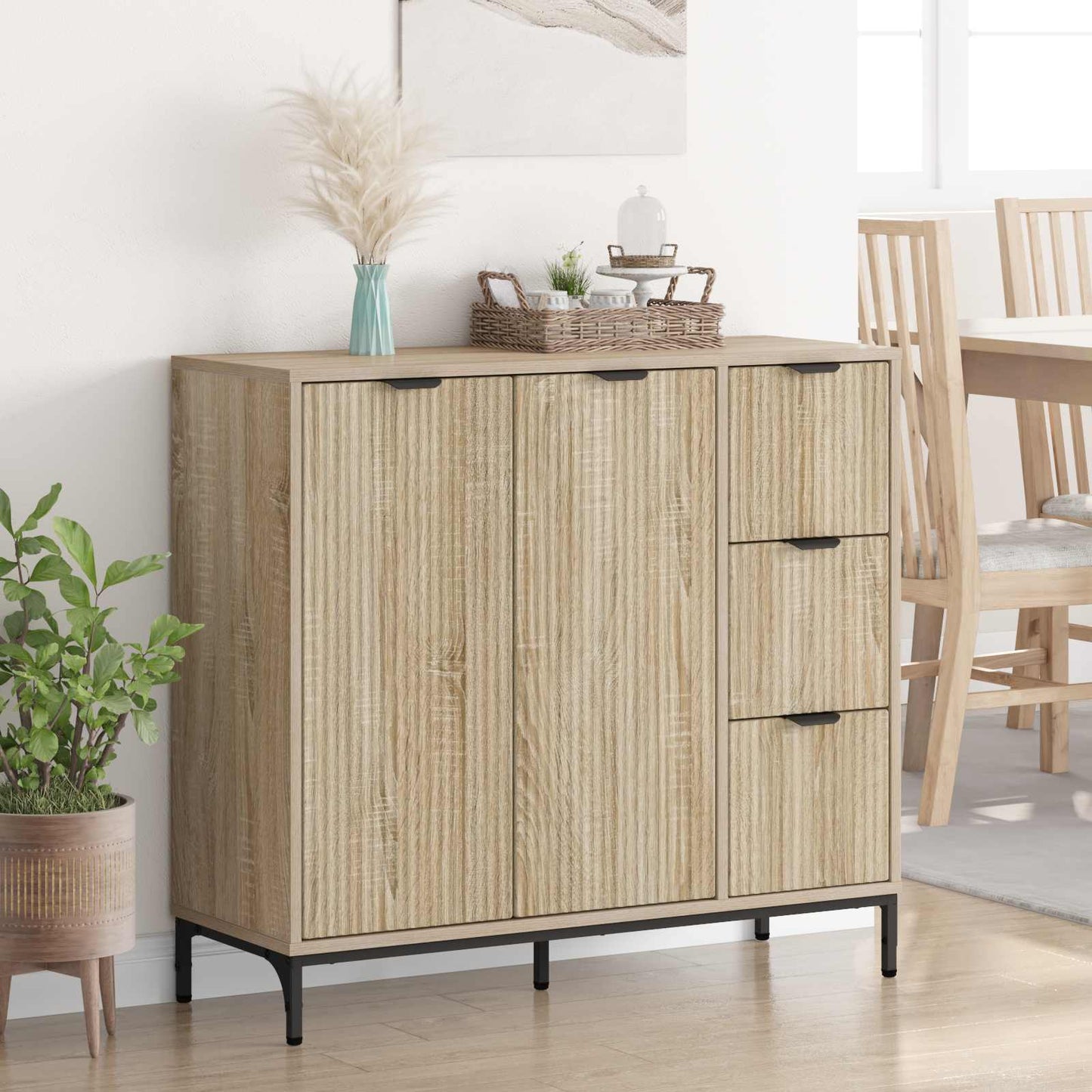 Sideboard Sonoma eg 89,5 x 33 x 82 cm Konstrueret træ