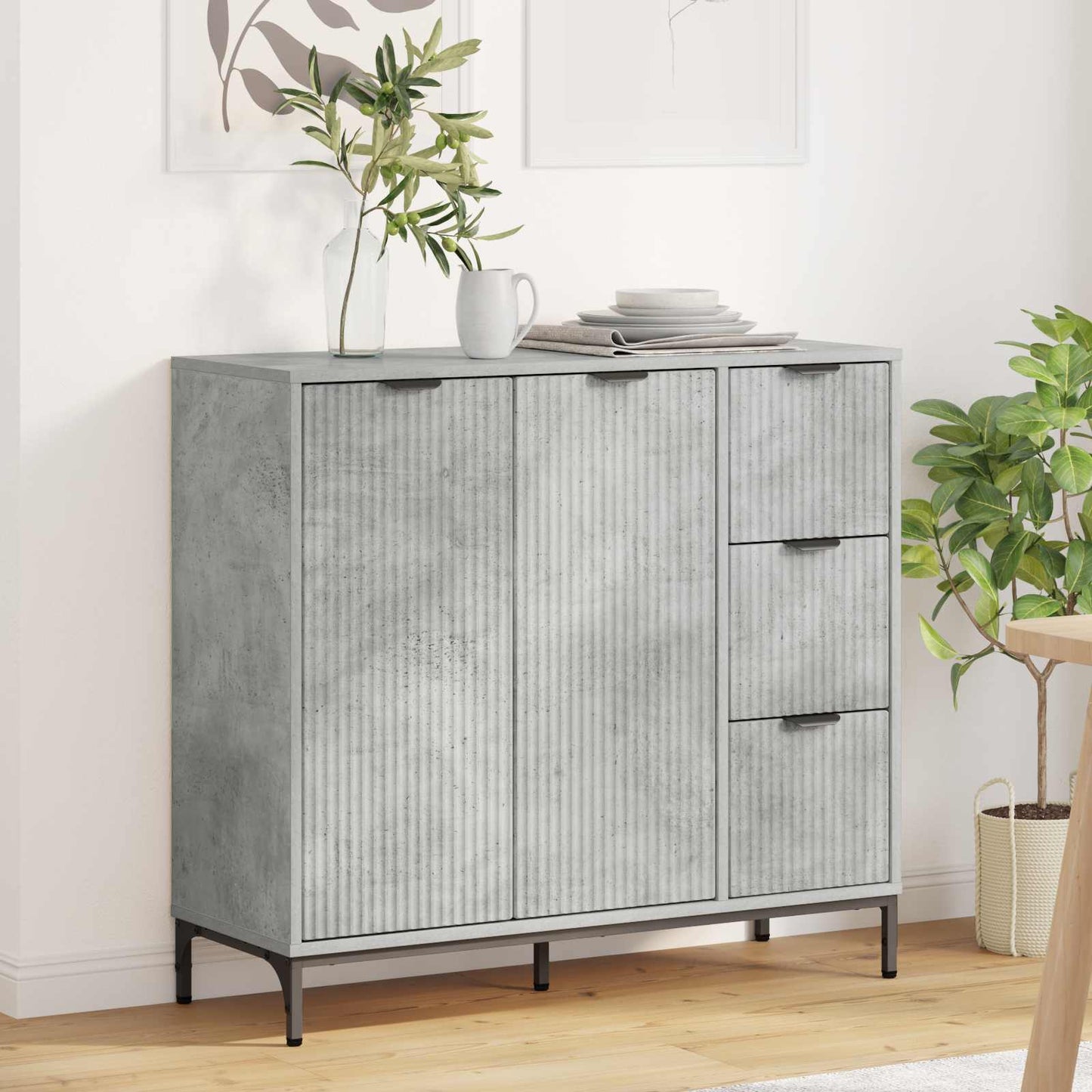 Sideboard Beton Grå 89,5 x 33 x 82 cm Konstrueret træ