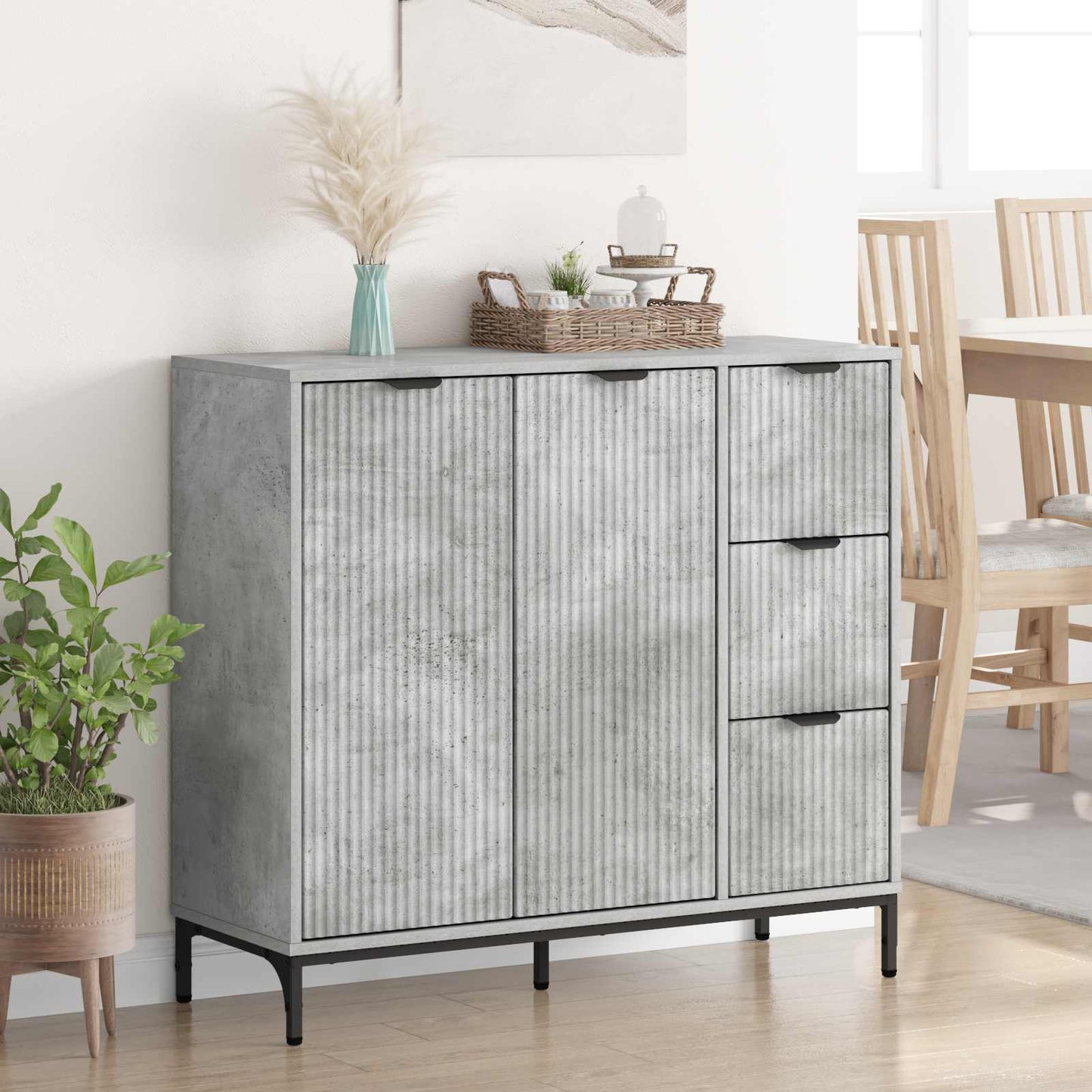 Sideboard Beton Grå 89,5 x 33 x 82 cm Konstrueret træ