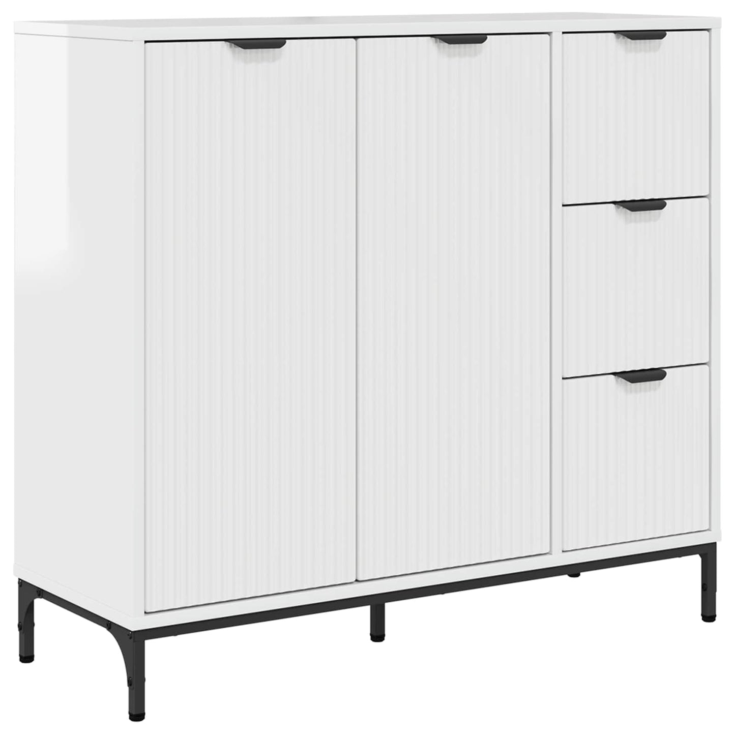 Sideboard Høj gloss hvid 89,5 x 33 x 82 cm Konstrueret træ