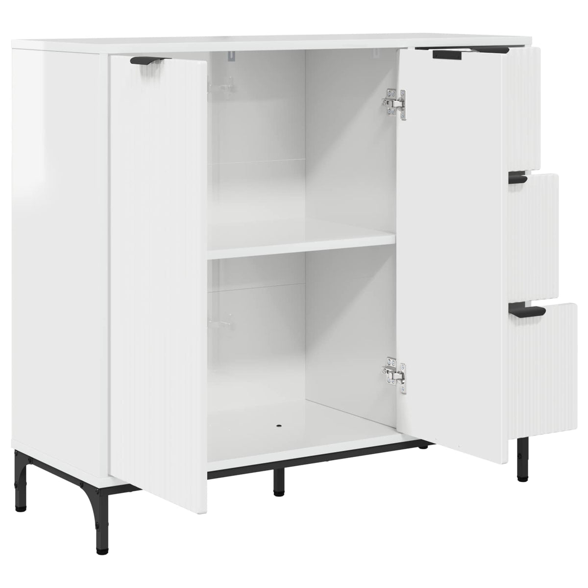 Sideboard Høj gloss hvid 89,5 x 33 x 82 cm Konstrueret træ