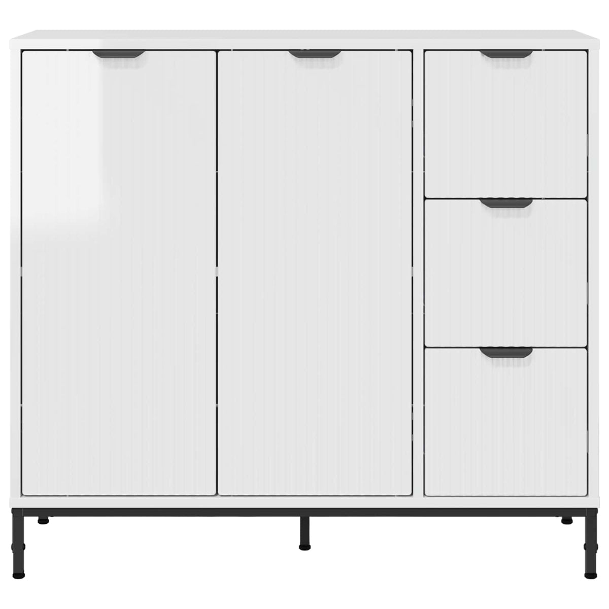Sideboard Høj gloss hvid 89,5 x 33 x 82 cm Konstrueret træ