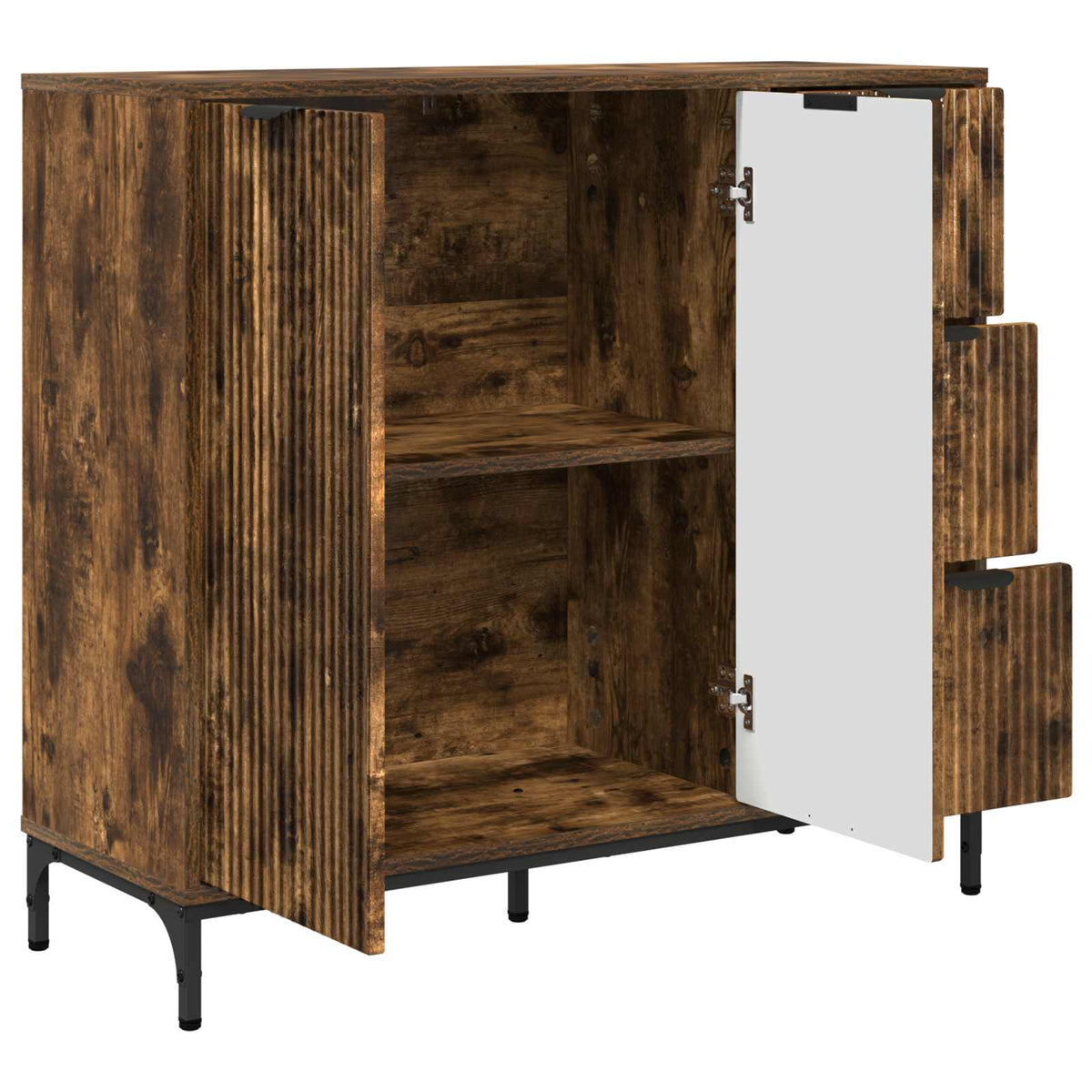 Sideboard Røget eg 89,5 x 33 x 82 cm Konstrueret træ