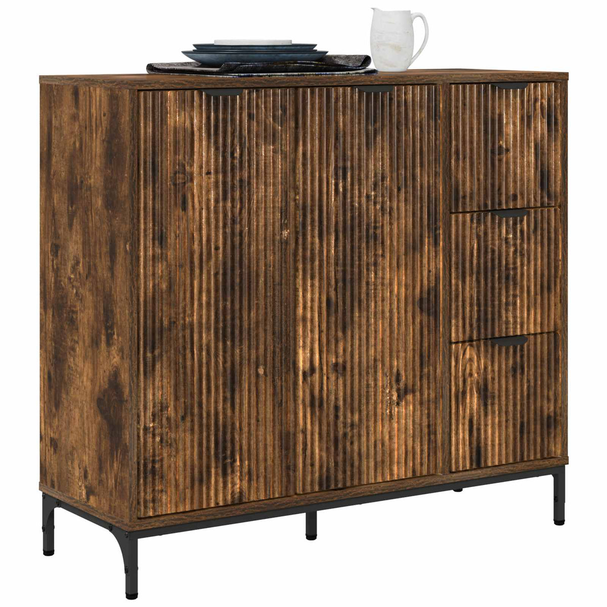 Sideboard Røget eg 89,5 x 33 x 82 cm Konstrueret træ