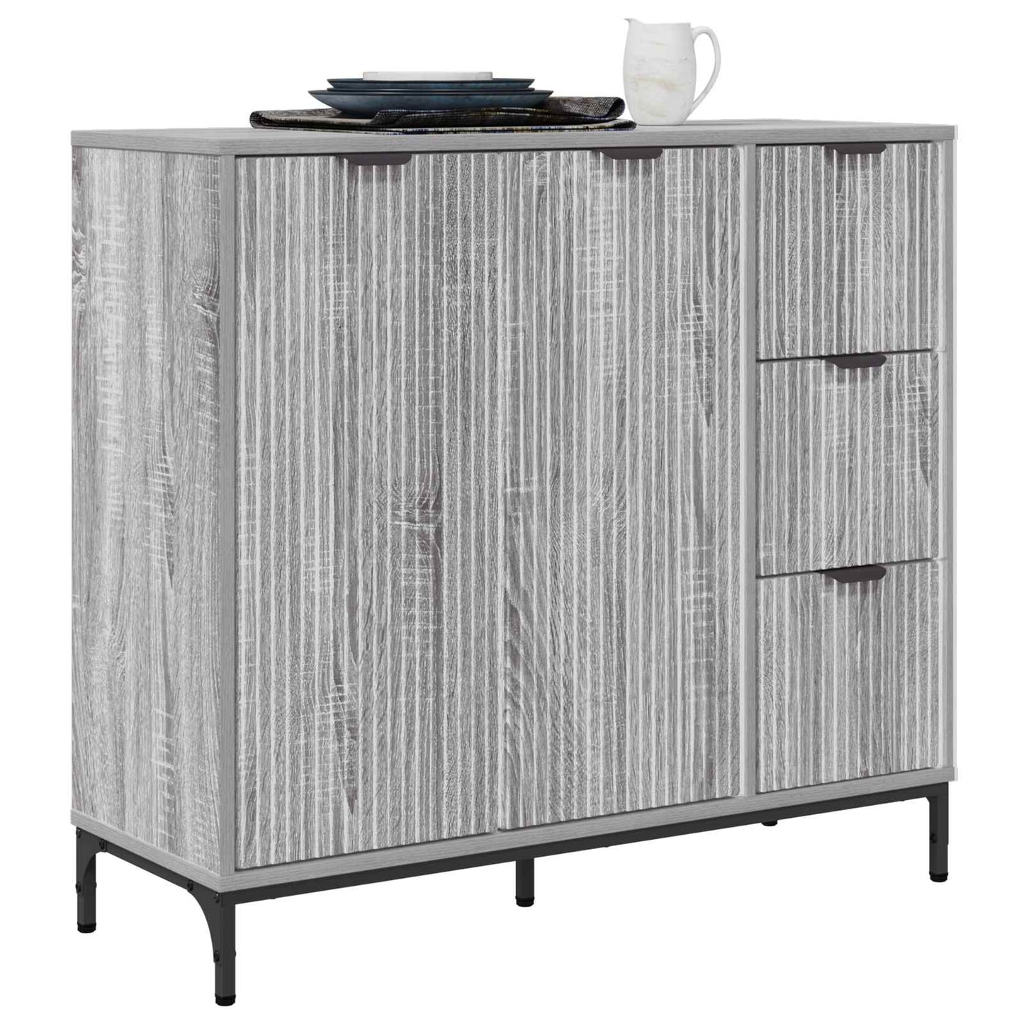 Sideboard Grå Sonoma 89,5 x 33 x 82 cm Konstrueret træ
