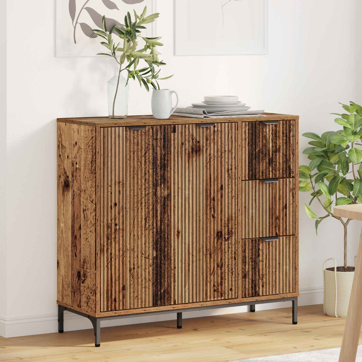 Sideboard Gammelt træ 89,5 x 33 x 82 cm Konstrueret træ