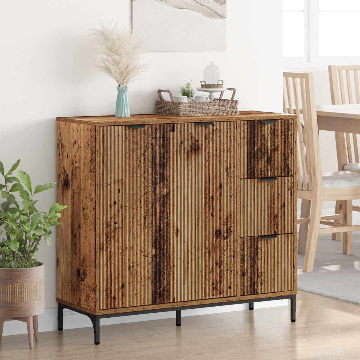 Sideboard Gammelt træ 89,5 x 33 x 82 cm Konstrueret træ