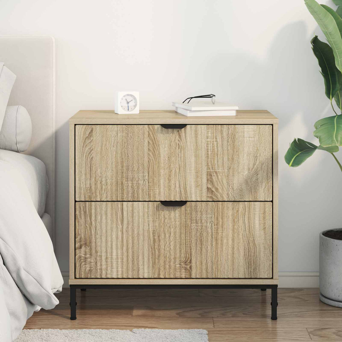 Sengebord Sonoma-eg 63.5 x 36 x 61 cm Konstrueret træ