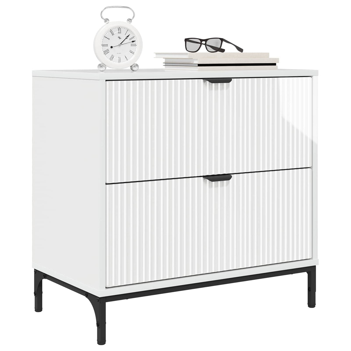 Sengebord Hvid højglans 63.5 x 36 x 61 cm Konstrueret træ