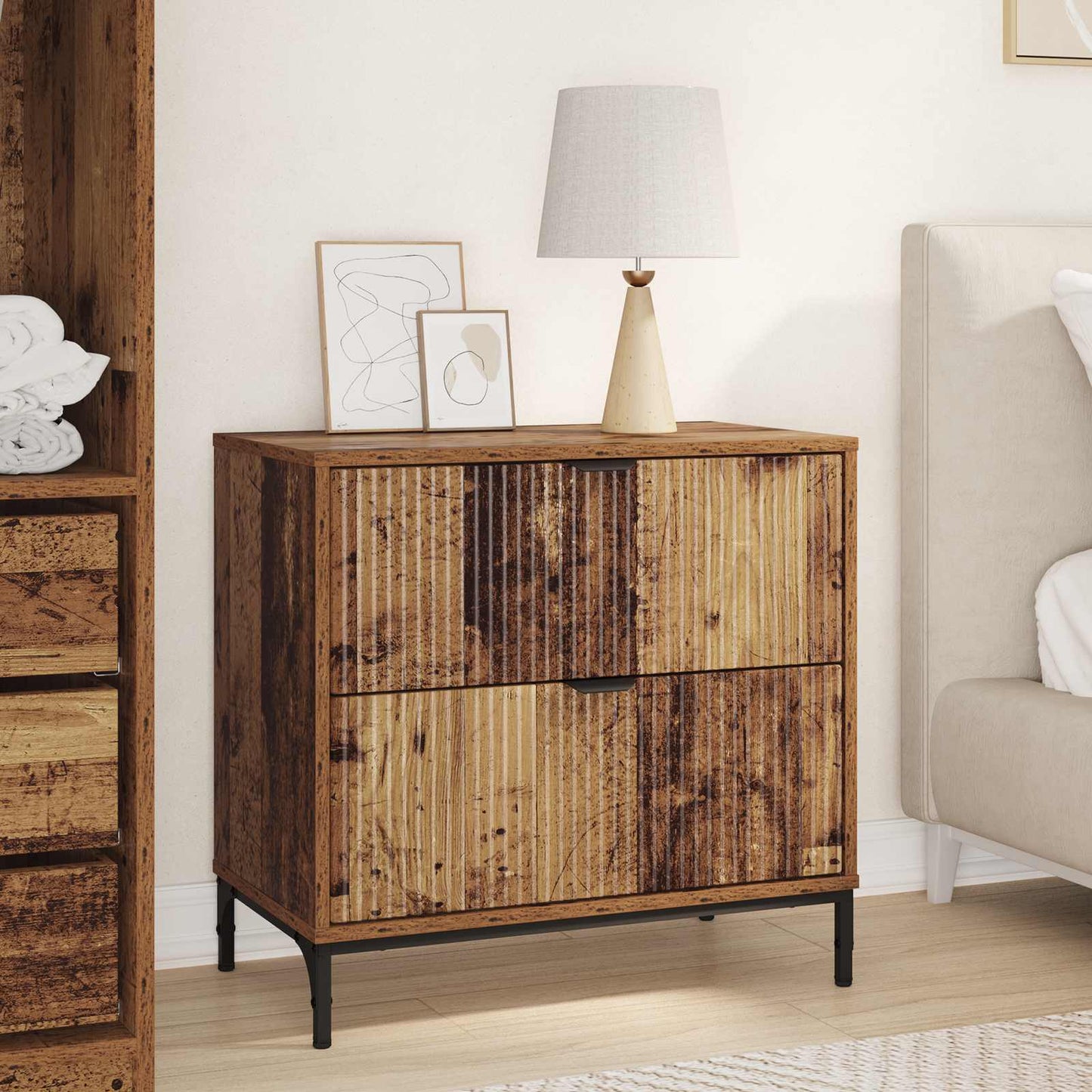 Sengebord Gammelt træ 63.5 x 36 x 61 cm Konstrueret træ
