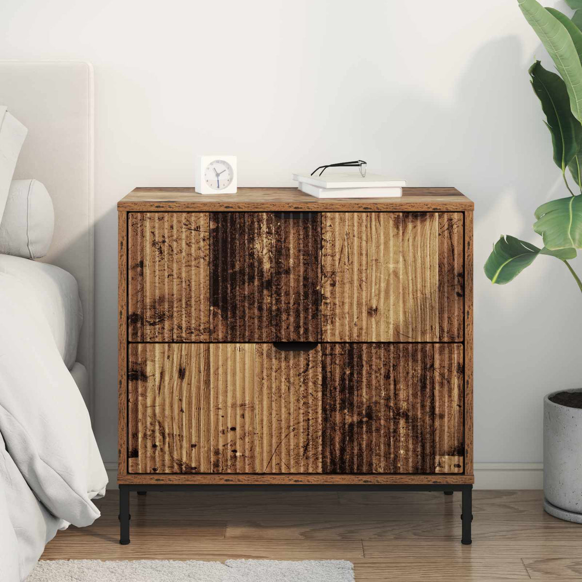 Sengebord Gammelt træ 63.5 x 36 x 61 cm Konstrueret træ