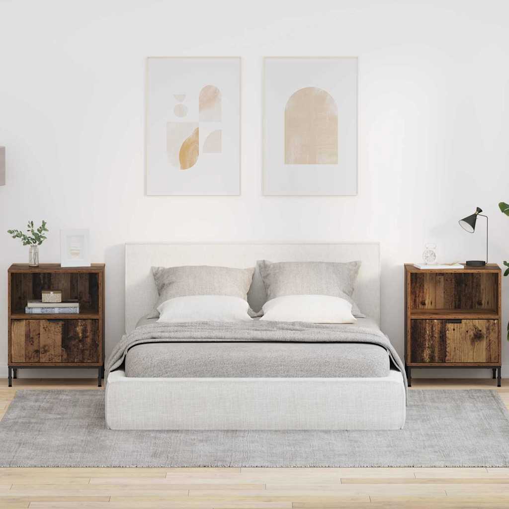 Natskab 2 stk. Gammelt træ 49 x 36 x 61 cm Konstrueret træ