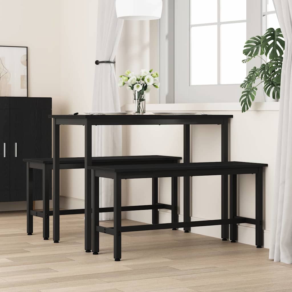 Spisebænk Sort eg 100 x 32,5 x 48,5 cm Ingeniørtræ og stål