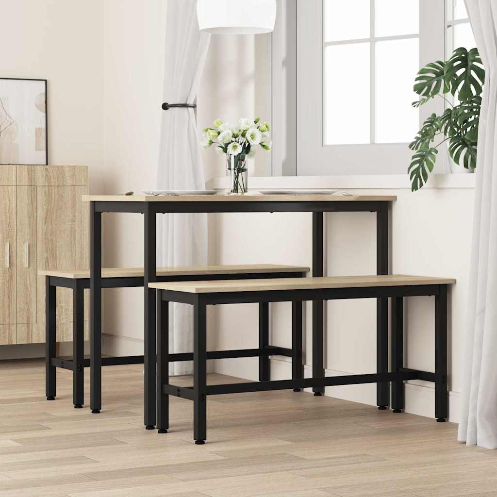 Spisebænk 100 x 32,5 x 48,5 cm 2 stk. Ingeniørtræ og stål