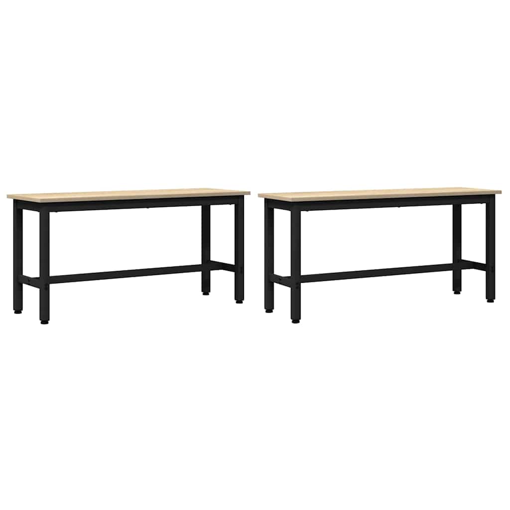 Spisebænk 100 x 32,5 x 48,5 cm 2 stk. Ingeniørtræ og stål