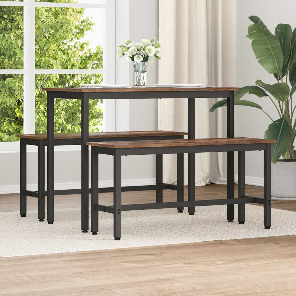 Spisebænk Røget eg 100 x 32,5 x 48,5 cm Ingeniørtræ og stål