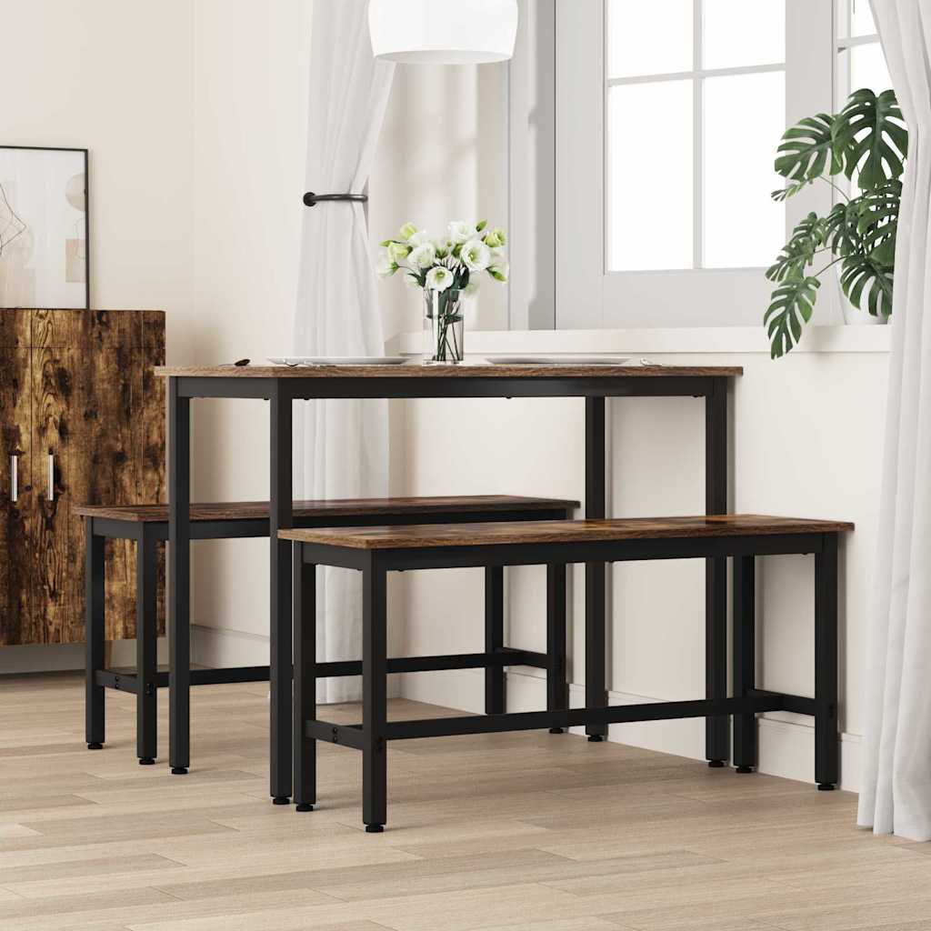 Spisebænk Røget eg 100 x 32,5 x 48,5 cm Ingeniørtræ og stål