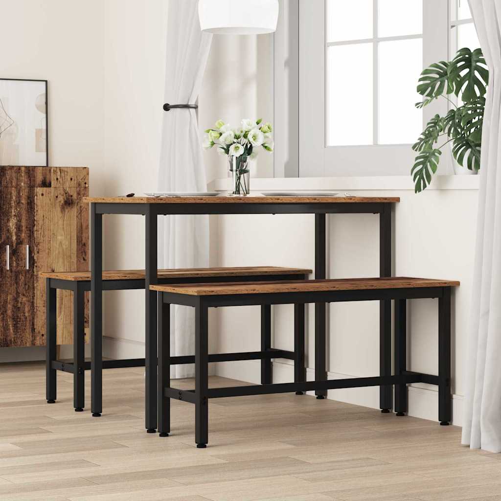 Spisebænk 100 x 32,5 x 48,5 cm 2 stk. Ingeniørtræ og stål