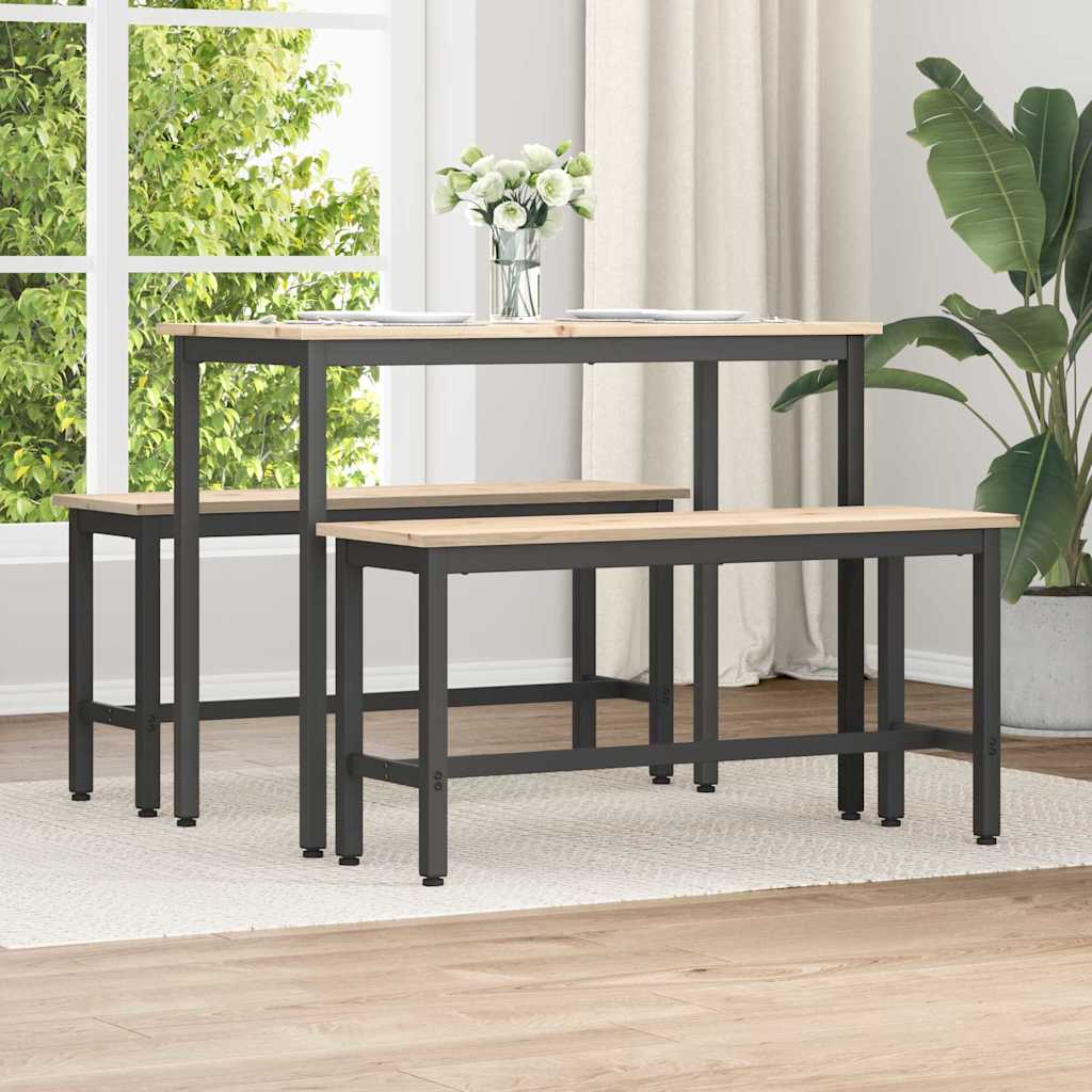 Spisebænk Naturfarvet 100 x 32,5 x 49 cm Massivt fyrretræ