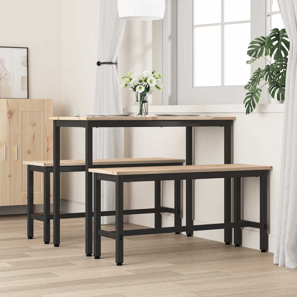 Spisebænk Naturfarvet 100 x 32,5 x 49 cm Massivt fyrretræ
