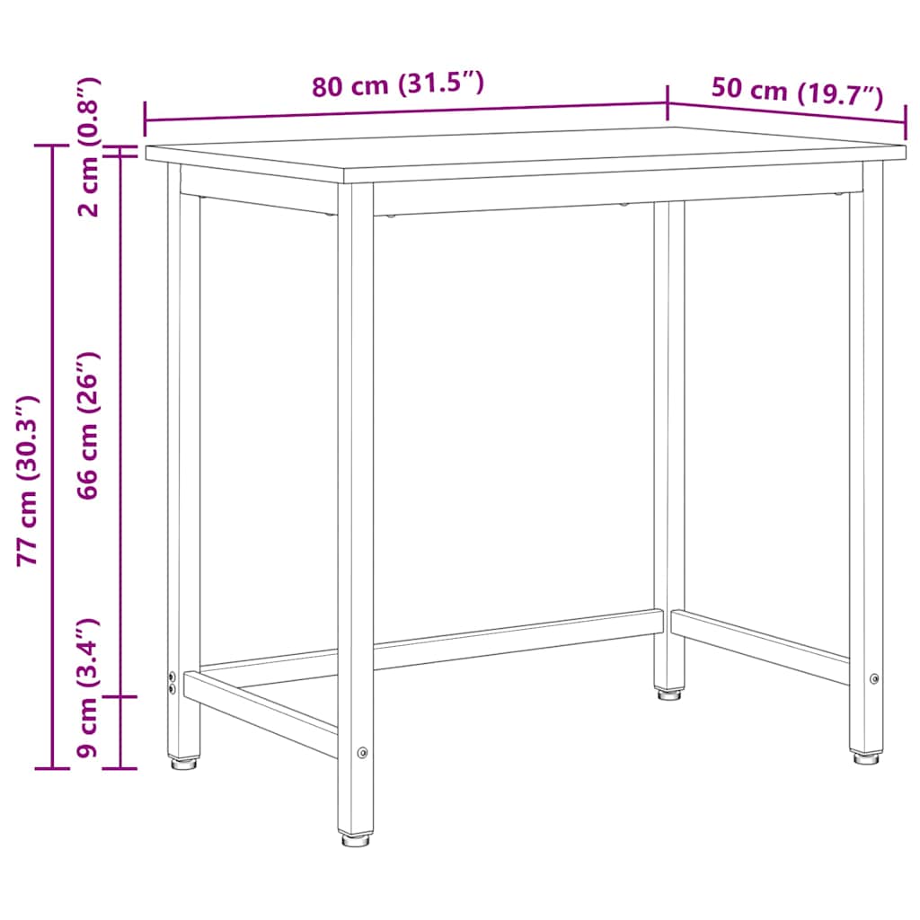 bord Hvid 80 x 50 x 77 cm Ingeniørtræ og stål