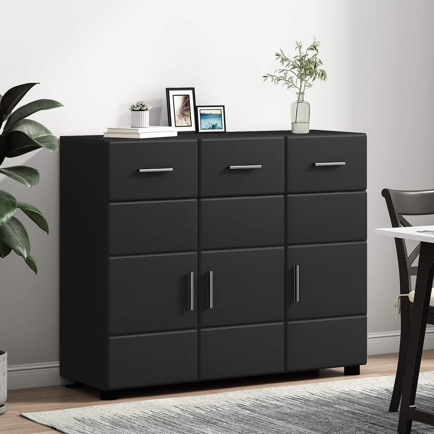 Sideboard FLORIN 88,5 x 30,5 x 73 cm Sort Konstrueret træ