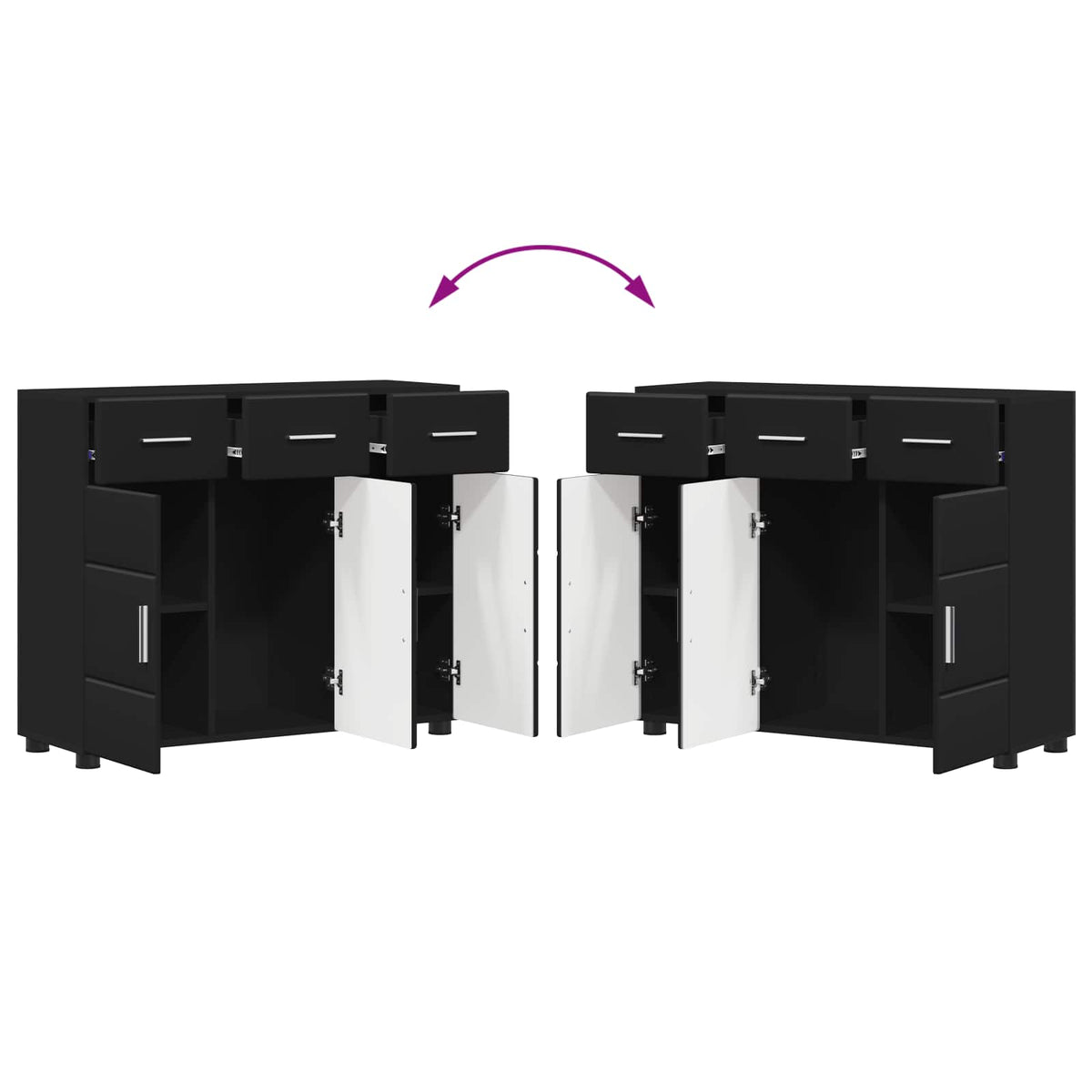 Sideboard FLORIN 88,5 x 30,5 x 73 cm Sort Konstrueret træ
