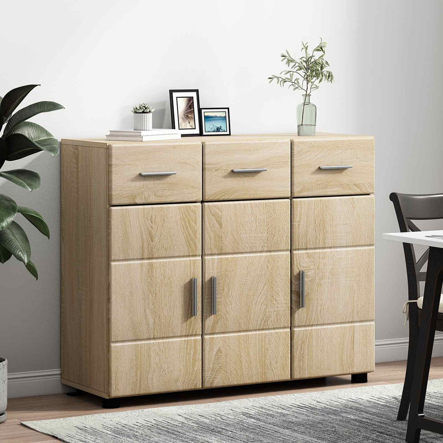 Sideboard FLORIN 88,5 x 30,5 x 73 cm Sonoma eg Konstrueret træ
