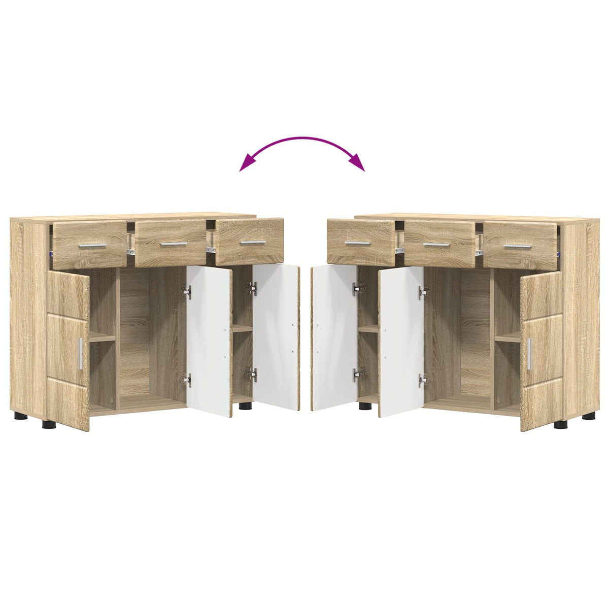 Sideboard FLORIN 88,5 x 30,5 x 73 cm Sonoma eg Konstrueret træ