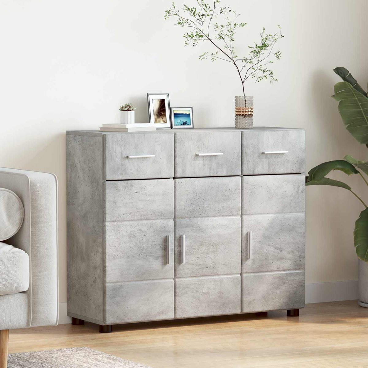 Sideboard FLORIN 88,5 x 30,5 x 73 cm Beton Grå Konstrueret træ